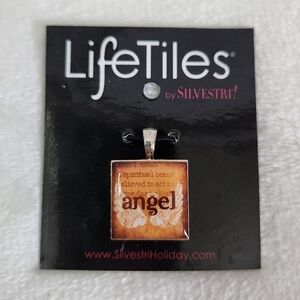 NWT Life Tiles For Silvestre By Demdaco Angel Spiritual Wooden  Necklace Pendant